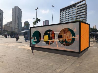 Arquiteto Fernando Brandão assina escritório de 13 m² no largo da Batata