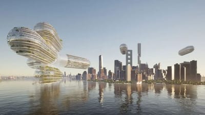 Fazendas voadoras do Mcheileh Studio que "combinam tecnologia aeroespacial com agricultura aeropônica" denominadas Redesign the World runner-up