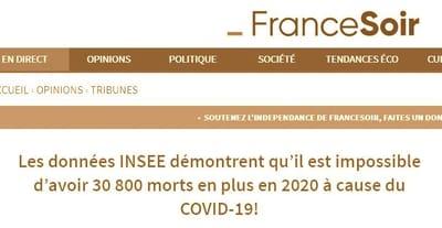 Les données INSEE démontrent qu’il est impossible d’avoir 30 800 morts en plus en 2020 à cause du COVID-19!