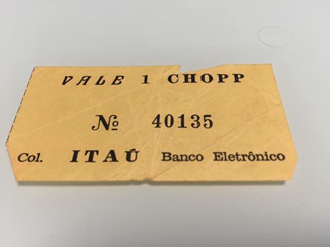 Tíquete de chope da Primeira Oktorberfest em 1984