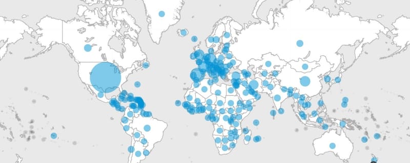 معدل انتشار مرض كوفيد 19 في العالم
