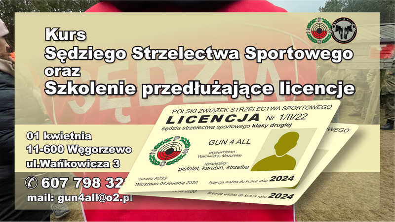 Kurs Sędziego Strzelectwa Sportowego oraz szkolenie przedłużające licencje.