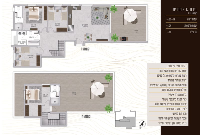 דירת גג 5 חדרים 