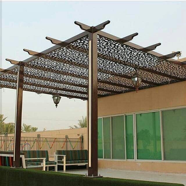 برجولات حديد وبرجولات خشبية  ومظلات برجولات مودرن 0537447407