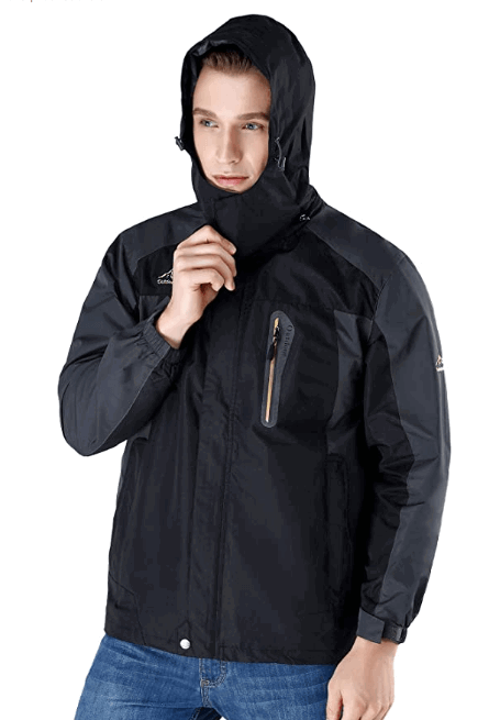 R RUNVEL Men's Waterproof Jacket Windproof