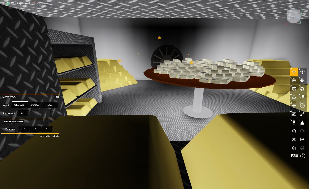 On a shelf in a vault
