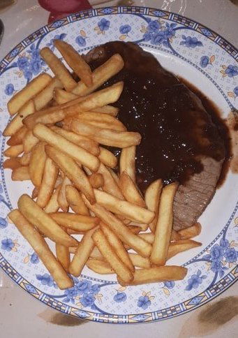 steak frites sauce marchand de vin image