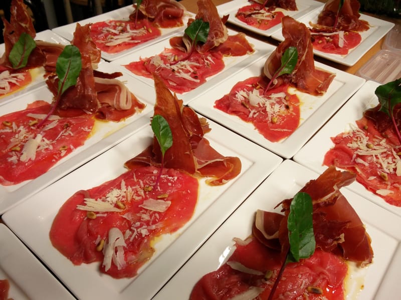 carpaccio de boeuf et jambon de parme