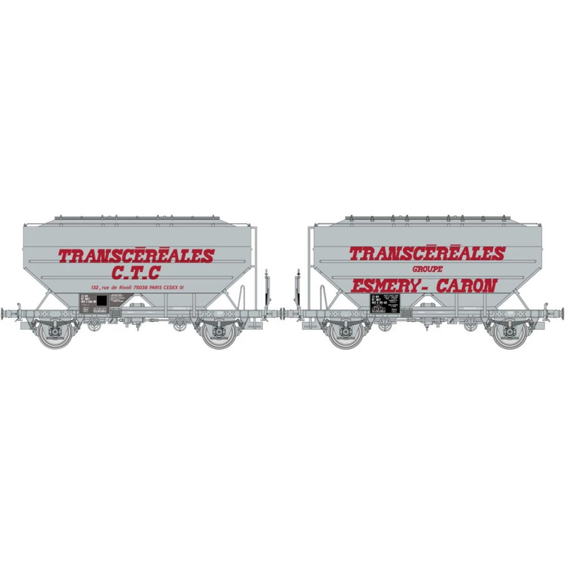 2 Wagons Céréaliers CTC Esmery-Caron – REE WB-623, échelle HO (1:87), Neuf