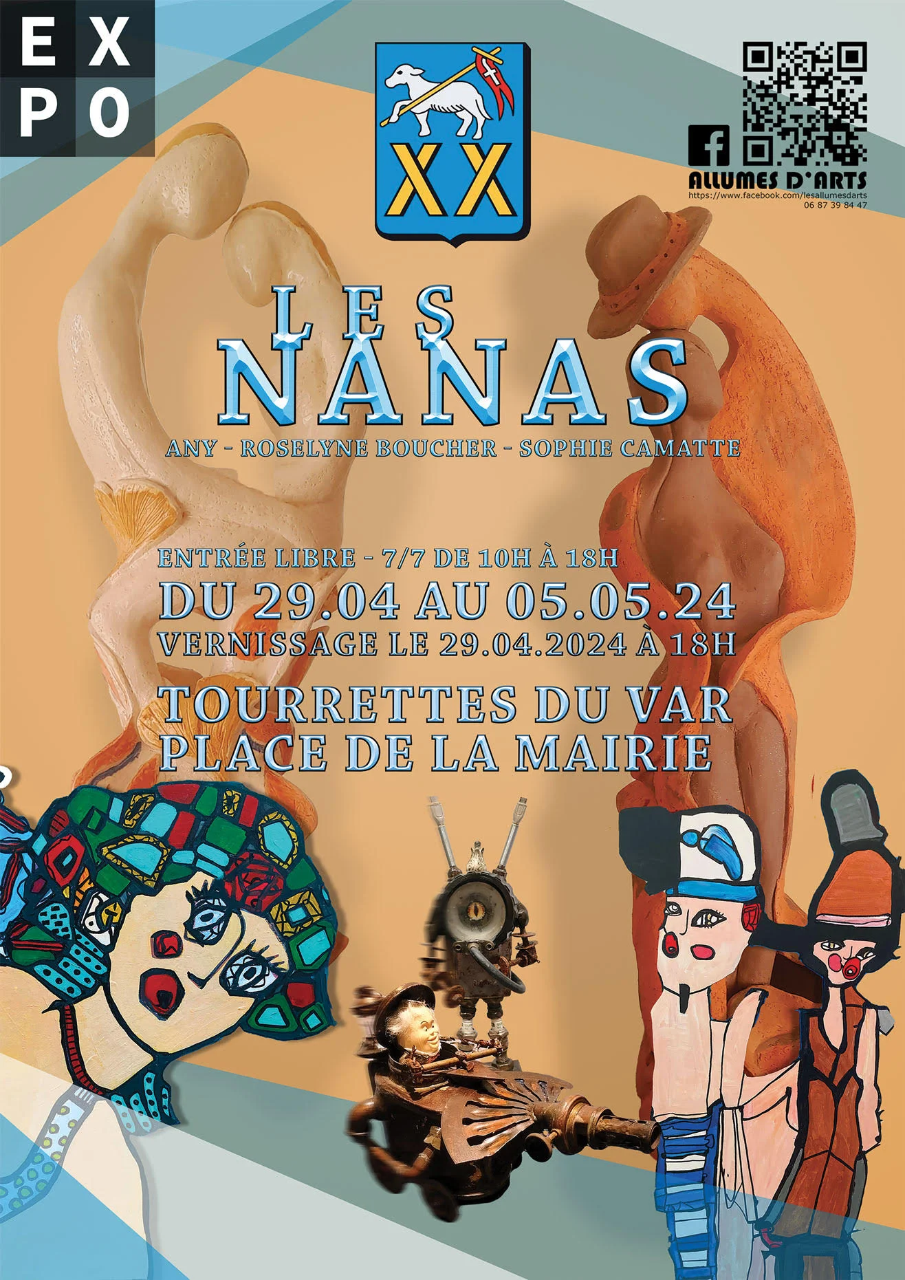 LES NANAS                                                                           ANY - ROSELYNE BOUCHER - SOPHIE CAMATTE EXPOSENT DU 29/04 AU 05/05