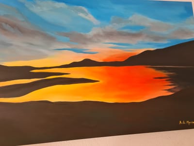 LE LAC DE SAINT CASSIEN AU CRÉPUSCULE D'UNE JOURNÉE VENTEUSE                            ANNE DE MASSIAC  2023