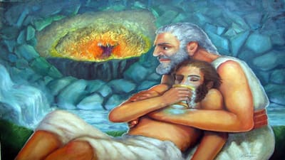 "وَمَاتَ المِسْكينُ فَحَمَلَتْهُ ٱلمَلائِكَةُ إِلى حِضْنِ إِبْرَاهِيم..."