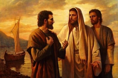 "فَلَمَّا سَمِعَ سِمْعَانُ بُطْرُسُ أَنَّهُ الرَّبّ، إِتَّزَرَ بِثَوْبِهِ، لأَنَّهُ كَانَ عُرْيَانًا، وأَلْقَى بِنَفْسِهِ في البُحَيْرَة"