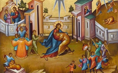 "لأنَّ أخاكَ هذا كانَ مَيِّتًا فَعاشَ، وكانَ ضالاّ فَوُجِدَ..."