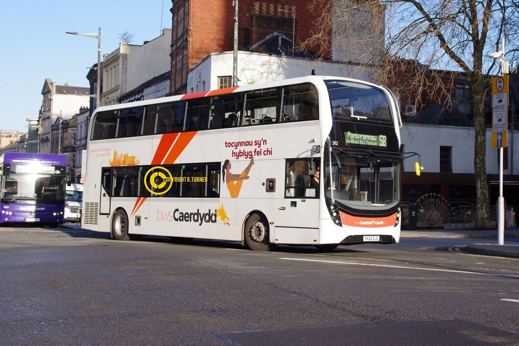 Cardiff Bus 312 YX22 OJC.