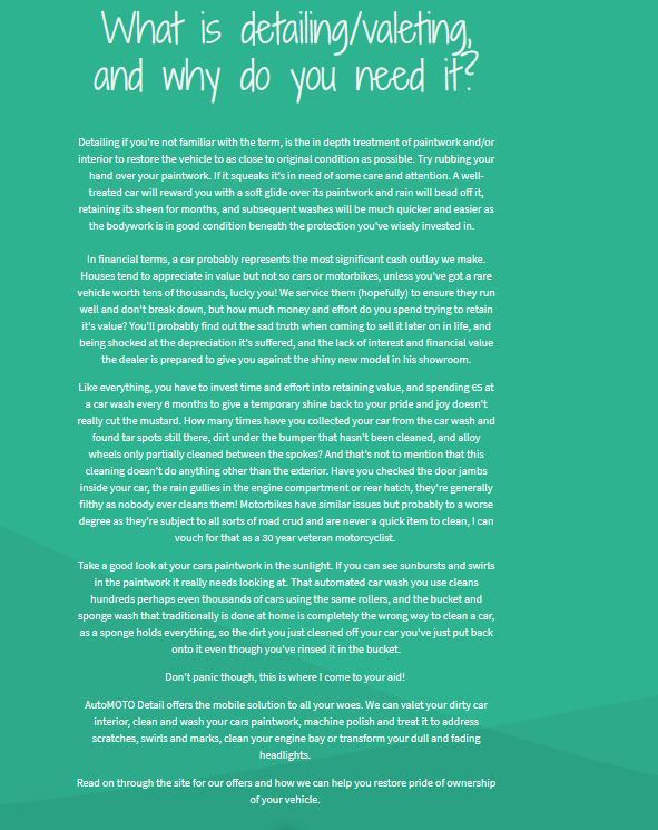 Valeting Method Statement Explanation of the terms car valeting and detailing