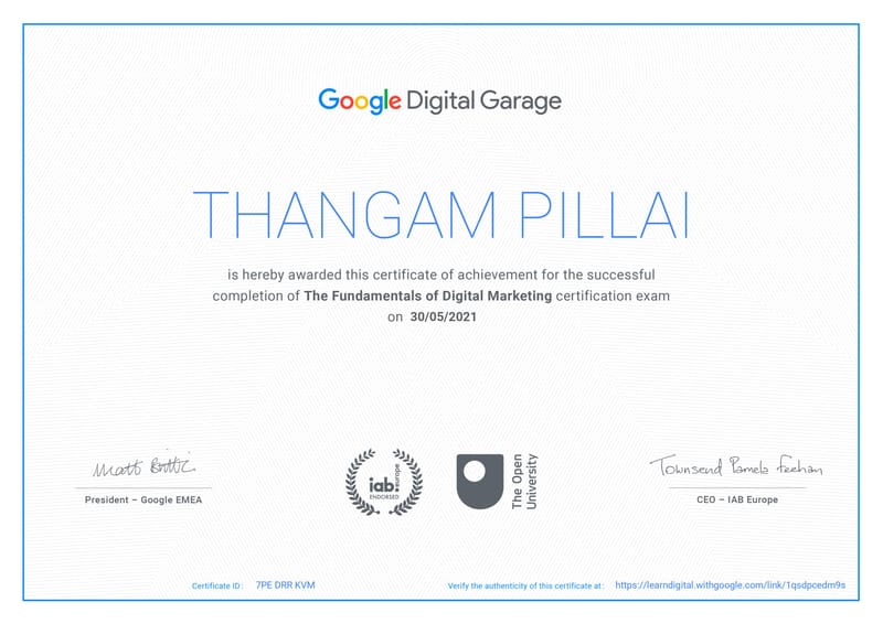 Certified in Digital Marketing Fundamentals