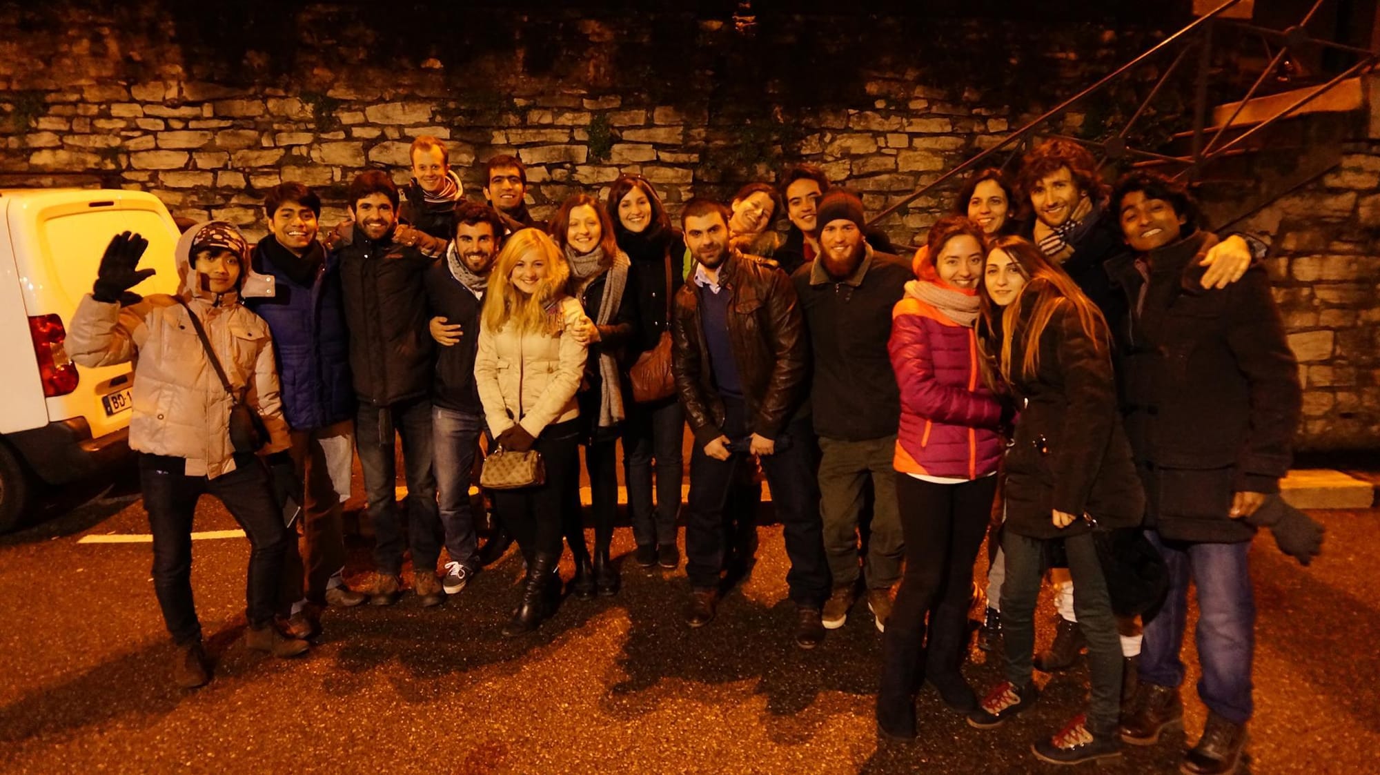 Erasmus Mundus students in Grenoble after a group dinner