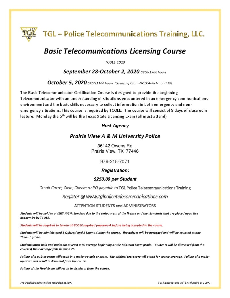 09 Basic Telecommunications Licensing Course #1013 (PVAMU)