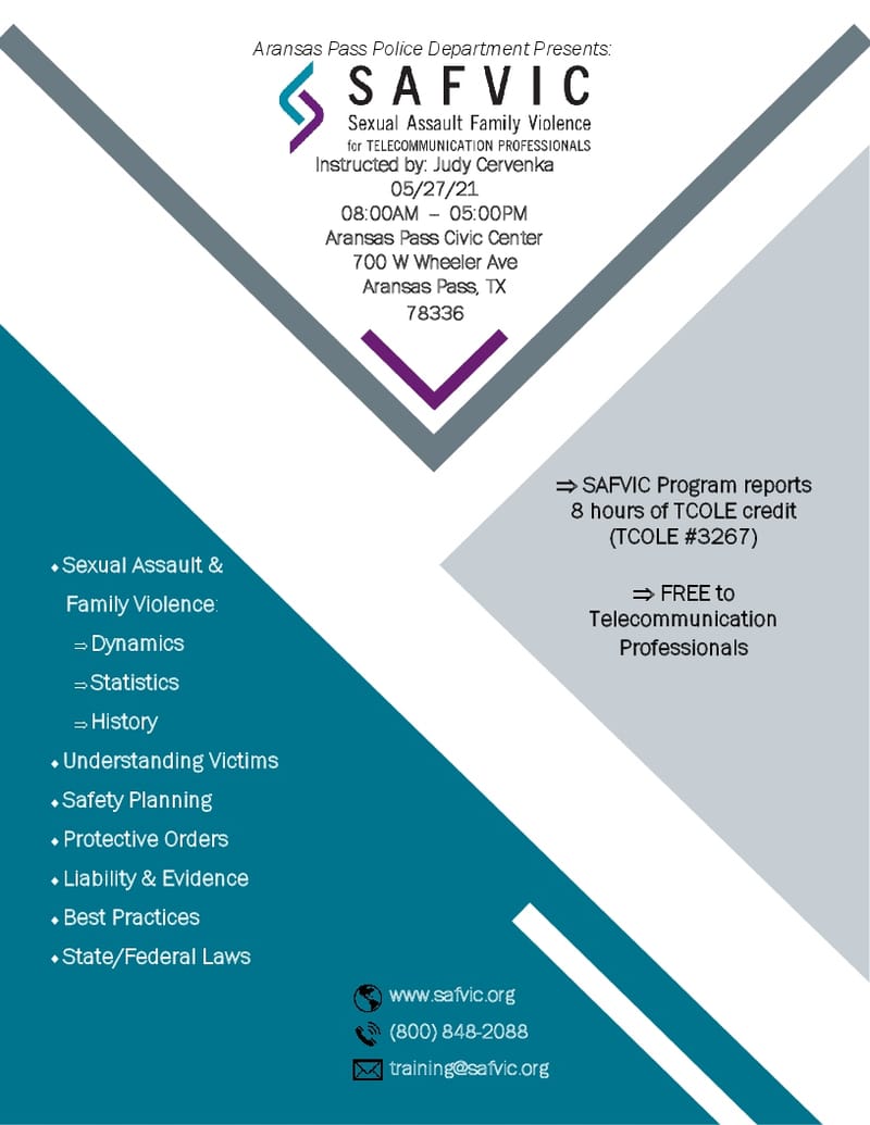 05 SAFVIC for TCP's (Sexual Assault and Family Violence) Aransas Pass