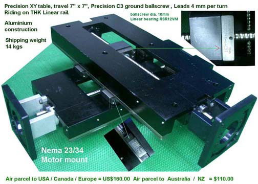 precision XY tables travel 7" x 7"