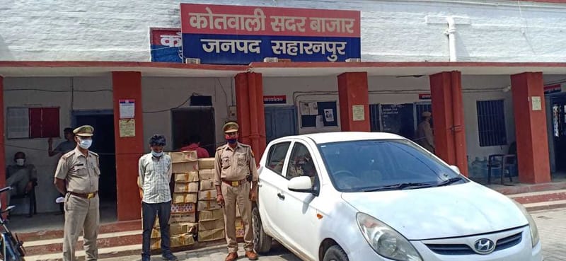 सहारनपुर- कार से हरियाणा से लाई जा रही 46 पेटी शराब थाना सदर पुलिस ने पकड़ी एक गिरफ्तार