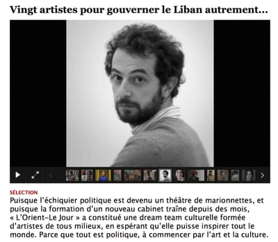 L'Orient Le Jour - 12 Artistes pour gouverner le Liban