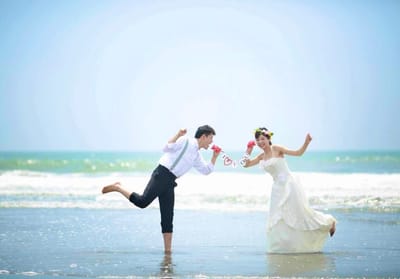 海ロケで糸電話