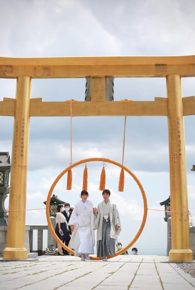 天空の神社挙式にて