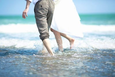 波打ち際を楽しむ！