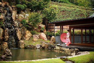 庭園ロケの風景