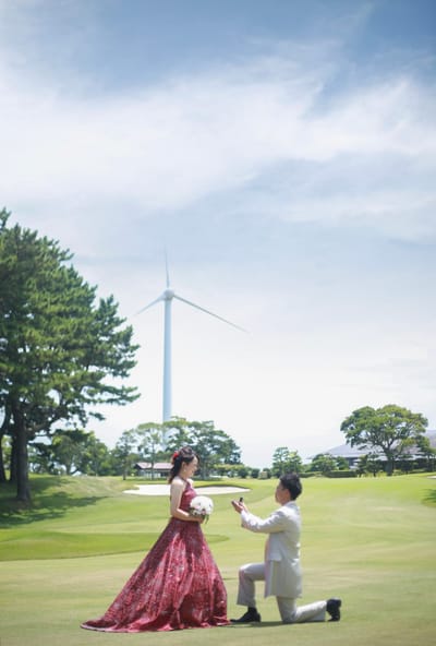 ゴルフ場でプロポーズ