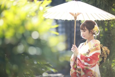 和傘で優しい光