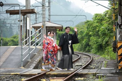 駅でフォトウェディング