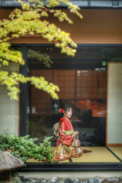 縁側の成人式フォト