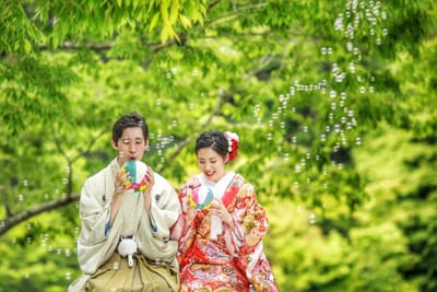 緑に囲まれた撮影