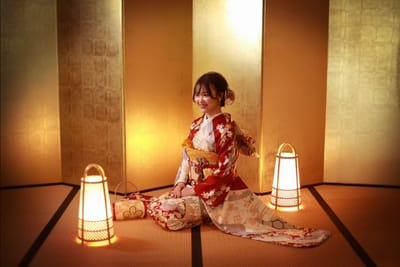 金屏風の成人式フォト