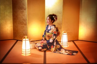 和室で正座撮影