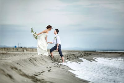 雨模様の海ロケ