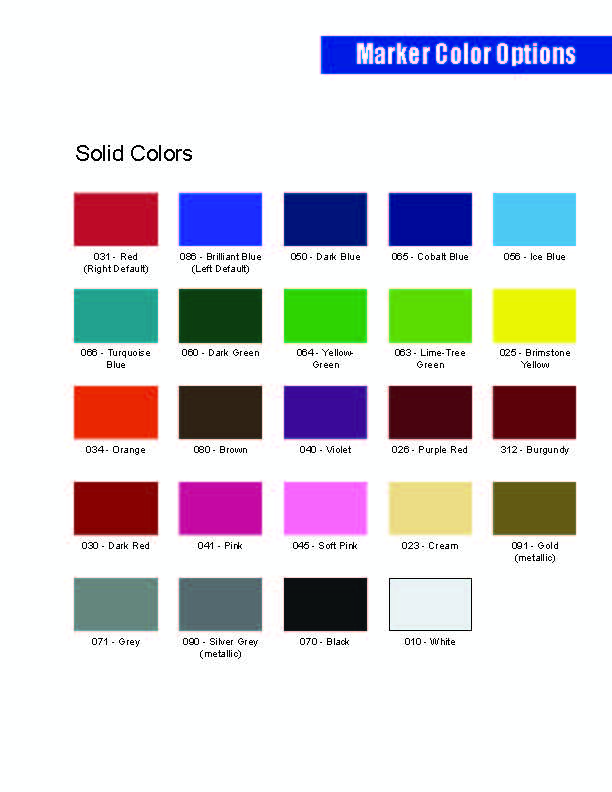 LEAD MARKER COLOR CHOICES