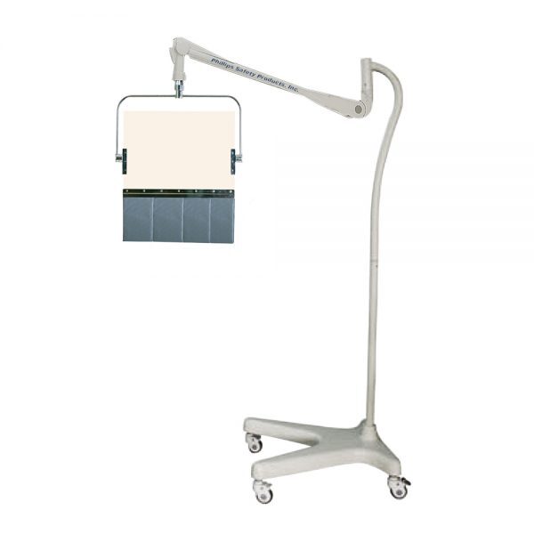 SQUARE ARM OVERHEAD LEAD ACRYLIC BARRIER WITH LEAD CURTAIN