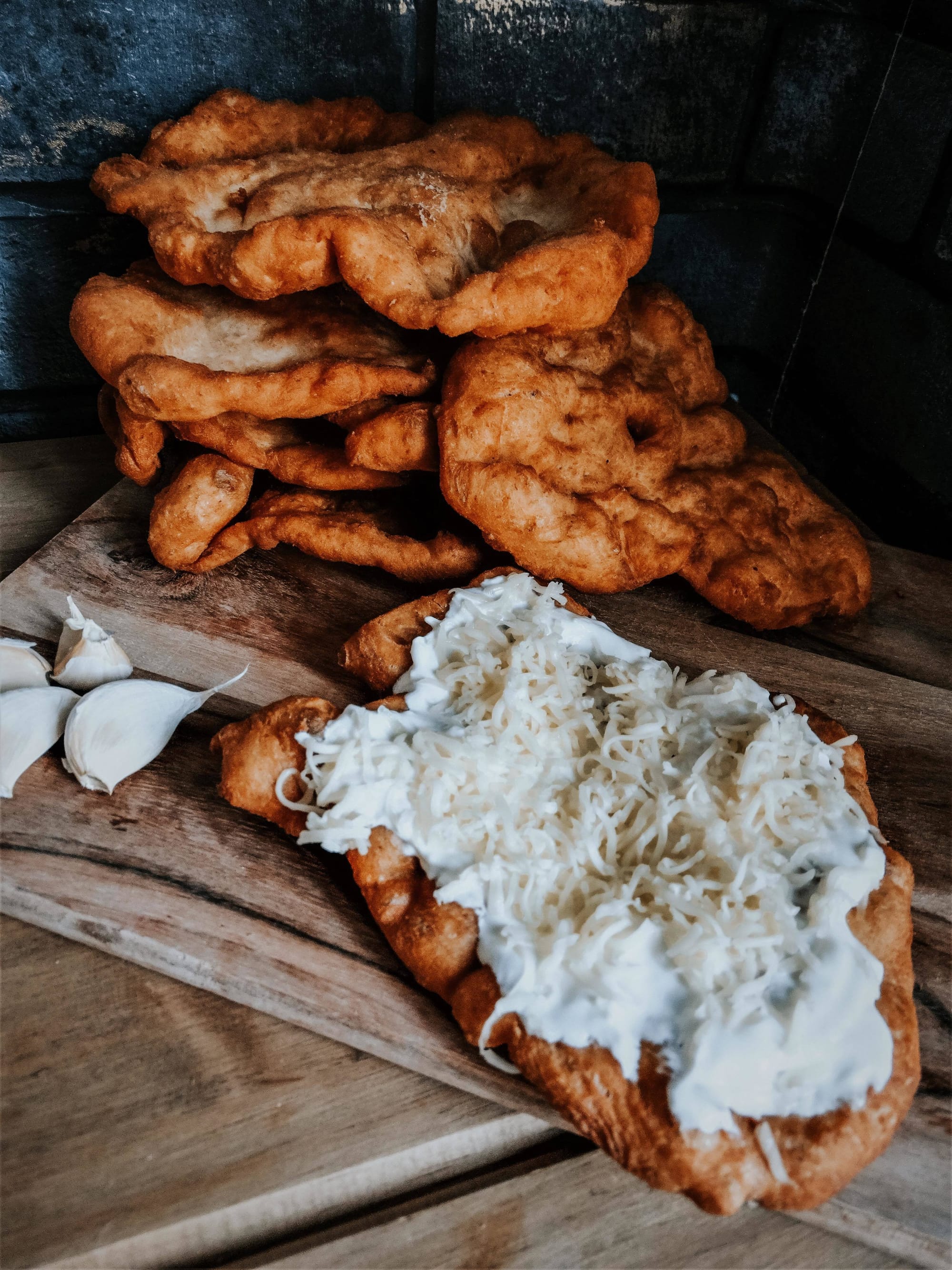 Hungarian lángos made with sourdough