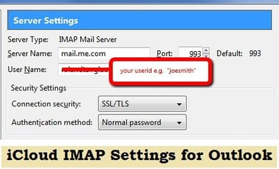 What is the Process of iCloud IMAP Settings for Outlook?