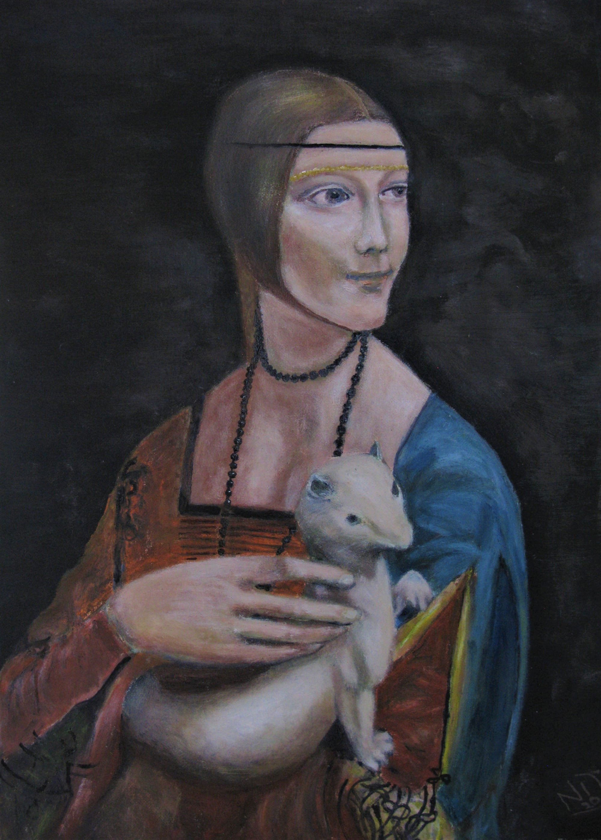 A Lady with an Ermine after Leonardo Da Vinci.