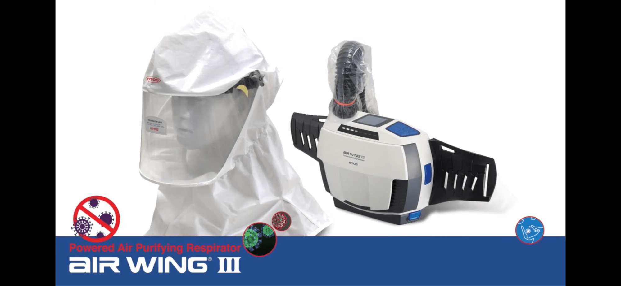 We introduce AIRWING3, a new powered air purifying respirator! Exported to Johns Hopkins, U.S.A.!