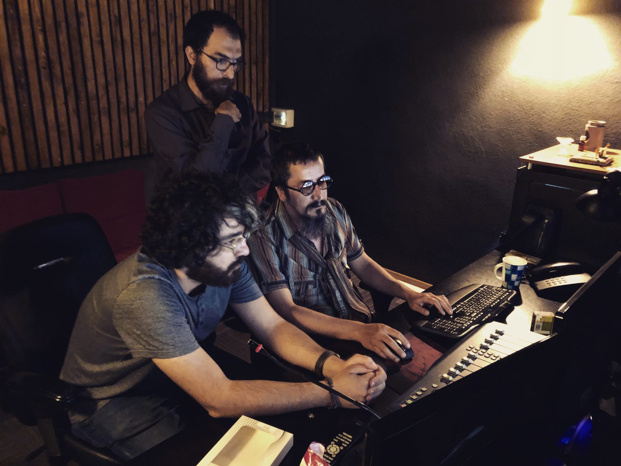 Sound designing in studio moon with Hassan Mahdavi and Siavash Jamali