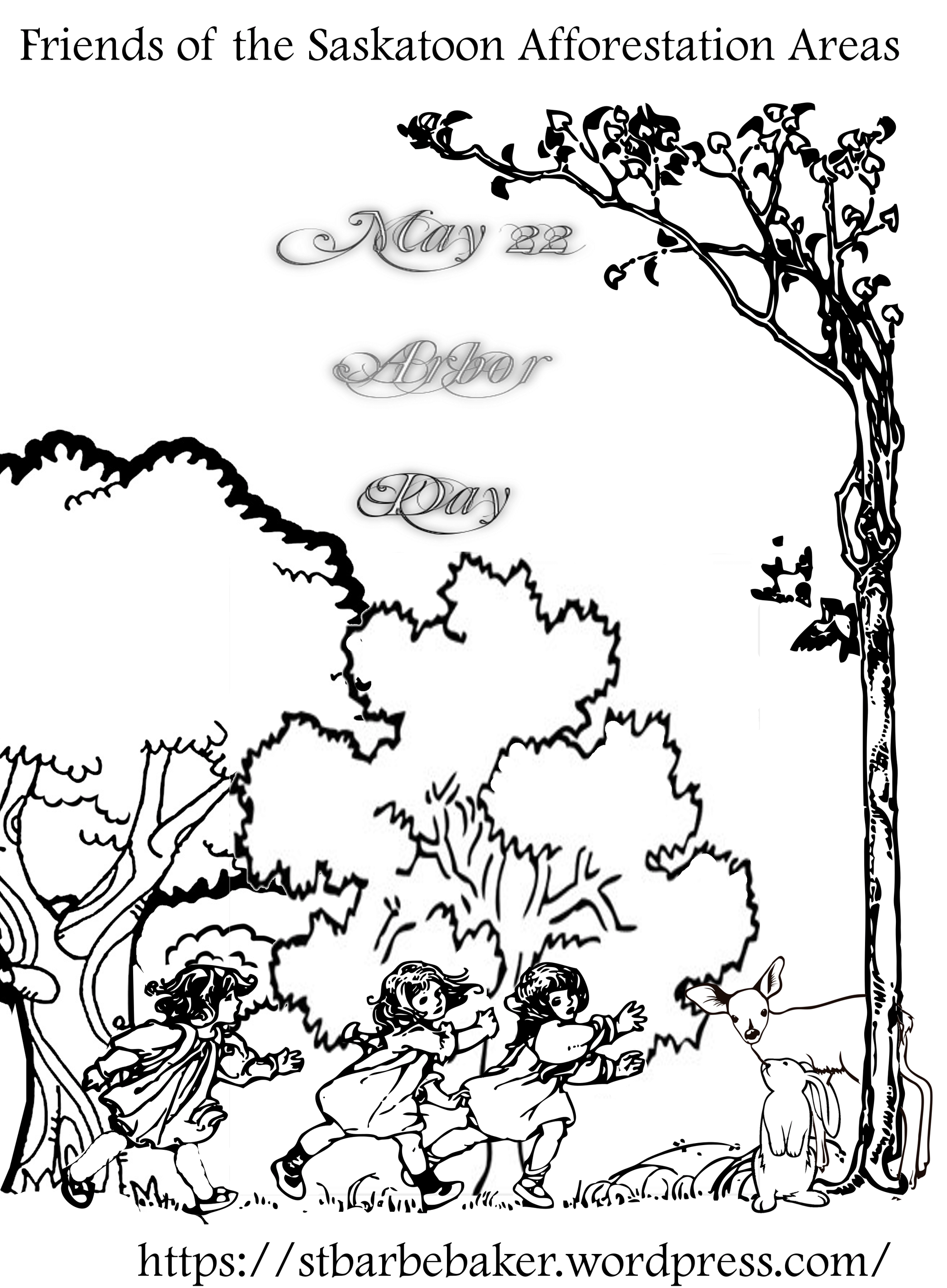 Children playing in the forest free coloring page