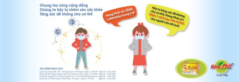 Trà Hùng Phát tặng miễn phí 1000 hộp Trà Gừng Hoà Tan và 1000 Khẩu Trang