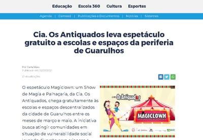 Cia. Os Antiquados leva espetáculo gratuito a escolas e espaços da periferia de Guarulhos