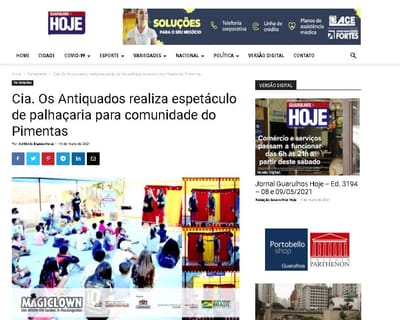 Guarulhos Hoje - Cia. Os Antiquados realiza espetáculo de palhaçaria para comunidade do Pimentas
